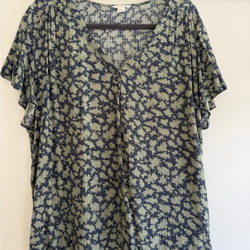 Abstract Green and Blue Women's Top
